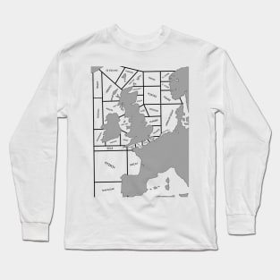 Shipping Forecast UK Map - Labelled Long Sleeve T-Shirt